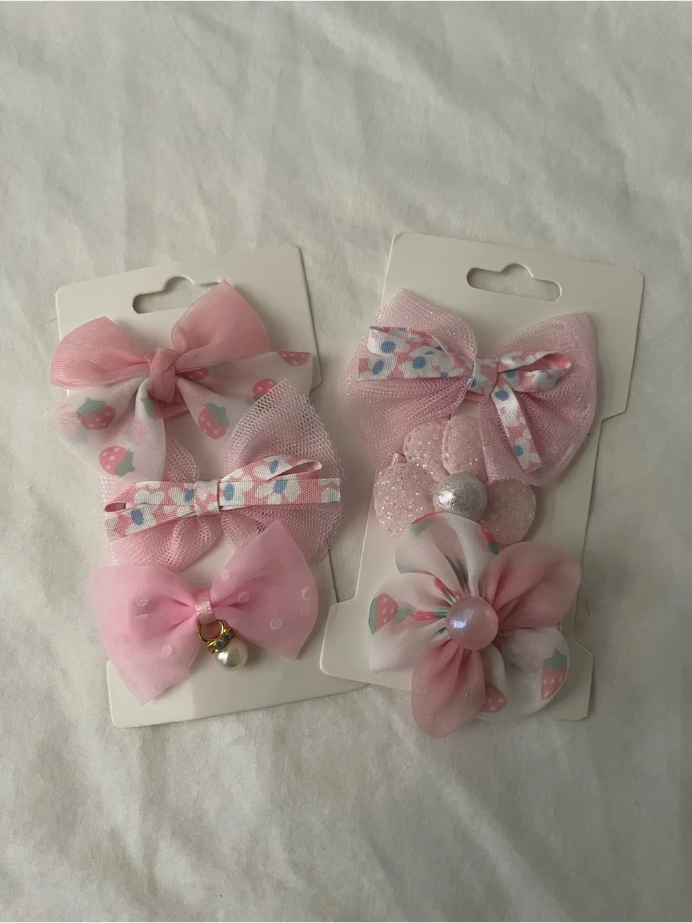 Pink Floral Bow Hair Clip Set for Kids Toddlers Babies - Set of 6 clips